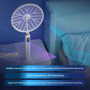 PÜREBLISS Electric Fly Swatter, Distance & Motion Detection, Large Handheld Indoor & Outdoor Mosquito & Bug Zapper Rechargeable , Digital Mosquito Count & LED Light