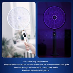 PÜREBLISS Electric Fly Swatter, Distance & Motion Detection, Large Handheld Indoor & Outdoor Mosquito & Bug Zapper Rechargeable , Digital Mosquito Count & LED Light