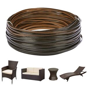 lumpro 120 ft wicker repair kit, two-tone gradient brown with stripes, plastic rattan supplies, flat wicker replacement materials to repair patio wicker furniture chair sofa table chaise etc