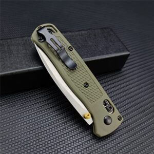 EDC Folding Pocket Knife For Men, Satin Plain Edge Drop Point Blade , Green Grivory Fiberglass Super Lightweight Handle Axis Lock With Belt Clip, Everyday Carry Thumb Studs Manual Open (Green Handle Satin Blade)