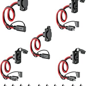 Kewig SAE Quick Connector Harness, SAE Adapter Male Plug to Female Socket Cable, 1FT 12AWG SAE Extension Cord [ 5 Pack ]