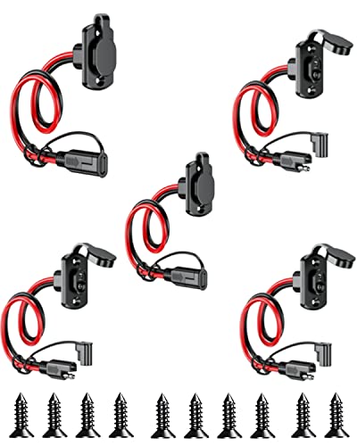 Kewig SAE Quick Connector Harness, SAE Adapter Male Plug to Female Socket Cable, 1FT 12AWG SAE Extension Cord [ 5 Pack ]