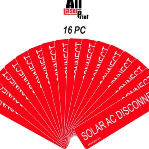 Photovoltaic Labels for PV Solar System_"Solar AC Disconnect" _4" x 1" _Pack of 16_150-207