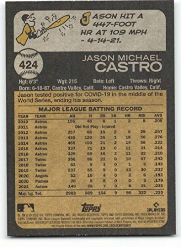 2022 Topps Heritage #424 Jason Castro High Number Short Print NM-MT SP Houston Astros Baseball