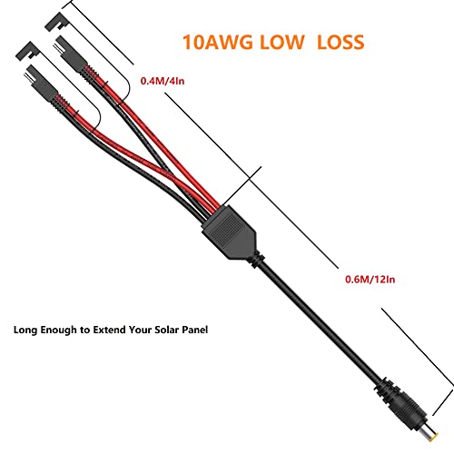 SolarEnz DC8MM to SAE Y Branch Parallel Adapter Solar Combiner Cable for Solar Panel Charge Solar Generator Explorer 160 240 500 1000 1500 2000 and GZ Yeti DC7909 Connector Portable Power Station