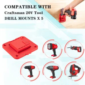 5 Packs Tools Drill Mount Holder, Fit for V20 Craftsman 20V Li-ion Drill Tools Holder Dock Hanger with 20 Screws(No Tool)