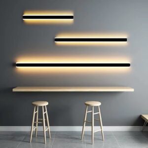 LED Outdoor Garden Wall Lights Indoor/Outside Long Strip Wall Lamp Modern Rectangle IP65 Waterproof Wall Sconce Black Exterior Wall Lighting Patio Living Room Courtyard Lamp (6000K Cold White,100CM)