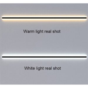 LED Outdoor Garden Wall Lights Indoor/Outside Long Strip Wall Lamp Modern Rectangle IP65 Waterproof Wall Sconce Black Exterior Wall Lighting Patio Living Room Courtyard Lamp (6000K Cold White,100CM)