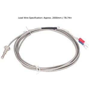 Screw Probe Temperature Sensor J Type Thermocouple 2 Meters Cable Temperature Range: 0~750℃ WRNJ-M6