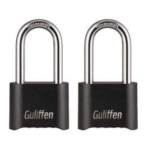 combo lock,guliffen 2 pack resettable combination lock,2-1/2 in. long shackle outdoor combination padlock for gate, fence, warehouse, storage unit,garages (black)