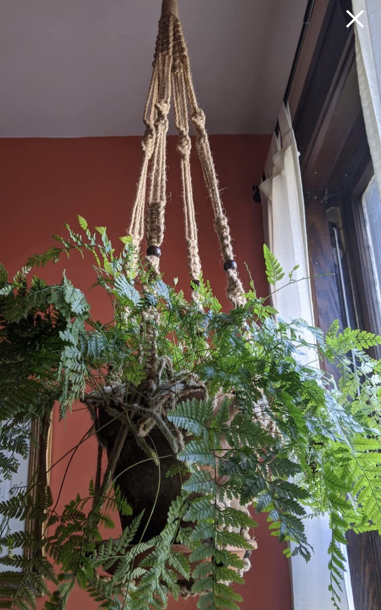 Shineloha 43 Inches Macrame Planter Hanger Large for 12 inch Pot + Swag Hook (Extra Long & Big) | No Tassel, Cotton Rope | Hanging Planter for Indoor Plants, NO Pot/Plant Included (Brown)…