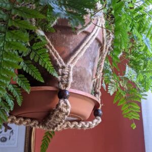 Shineloha 43 Inches Macrame Planter Hanger Large for 12 inch Pot + Swag Hook (Extra Long & Big) | No Tassel, Cotton Rope | Hanging Planter for Indoor Plants, NO Pot/Plant Included (Brown)…