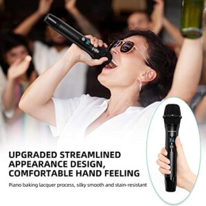 SUDOTACK Wireless Microphone, [Clear Sound][Plug & Play] Metal UHF Dual Cordless Handheld Dynamic Mic with Rechargeable Receiver,1/4'' Output, for Karaoke Singing, DJ, Party, Church, 200ft(SWP-A20)