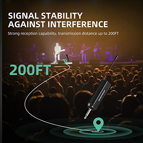 SUDOTACK Wireless Microphone, [Clear Sound][Plug & Play] Metal UHF Dual Cordless Handheld Dynamic Mic with Rechargeable Receiver,1/4'' Output, for Karaoke Singing, DJ, Party, Church, 200ft(SWP-A20)