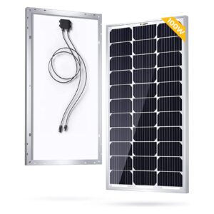 BougeRV 9BB 100 Watts Mono Solar Panel and 28in Adjustable Solar Panel Tilt Mount Brackets