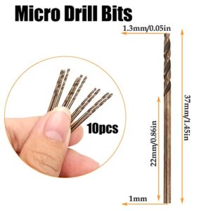 10Pcs 1.3mm /0.05Inch High Speed Steel Twist Drill,HSS Micro Drill Bits,for Hard Metal, Stainless Steel