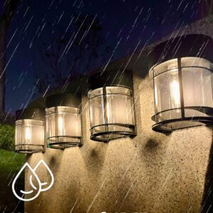 DOESLAG Solar Fence Lights Outdoor 8 Pack Deck Lights Solar Powered with Edison LED Bulbs, Waterproof ,Outdoor for Garden Post Patio Backyard Decor