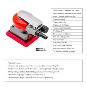 DATOUBOSS Pneumatic Palm Sander Square Air Random Orbital Sander for Car Waxing，Auto Body Work, Wood working Car Polisher Sets with Sanding Pad and 15 Pcs Sandpapers