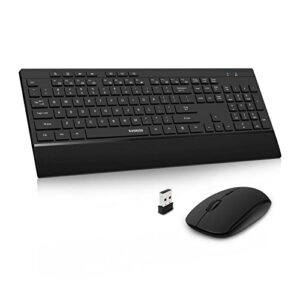 wireless keyboard and mouse combo, e-yooso full-sized 2.4ghz wireless keyboard with palm rest and 3 dpi adjustable wireless mouse for windows, mac os desktop/laptop/pc