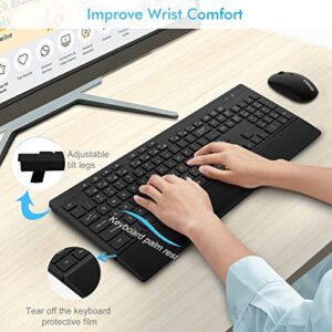 Wireless Keyboard and Mouse Combo, E-YOOSO Full-Sized 2.4GHz Wireless Keyboard with Palm Rest and 3 DPI Adjustable Wireless Mouse for Windows, Mac OS Desktop/Laptop/PC