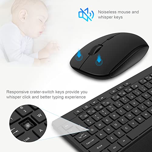 Wireless Keyboard and Mouse Combo, E-YOOSO Full-Sized 2.4GHz Wireless Keyboard with Palm Rest and 3 DPI Adjustable Wireless Mouse for Windows, Mac OS Desktop/Laptop/PC