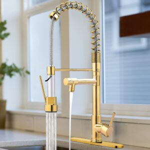 kitchen sink faucet with pull down sprayer, serimer commercial spring faucet, single handle high arc deck plate for camper farmhouse rv bar gold