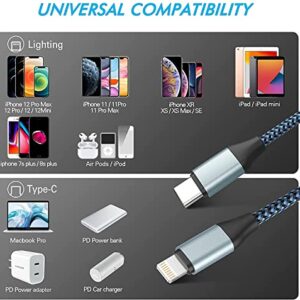 Sundix USB C Lightning Cable, 3Pack(3/6/10FT) iPhone Cord [MFi Certified], Fast USB C Charging Braided Cord Compatible with iPhone 14/13/13ProMax/12/11XS and More (Use with USB C Wall Charger)