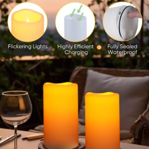 Homemory Solar Candles Outdoor Waterproof, Rechargeable Candles, Solar Powered Flameless Candles for Outdoor, Lanterns, Sensor Only, Dusk to Dawn, Set of 2