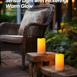 Homemory Solar Candles Outdoor Waterproof, Rechargeable Candles, Solar Powered Flameless Candles for Outdoor, Lanterns, Sensor Only, Dusk to Dawn, Set of 2