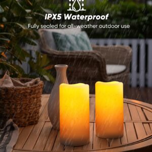 Homemory Solar Candles Outdoor Waterproof, Rechargeable Candles, Solar Powered Flameless Candles for Outdoor, Lanterns, Sensor Only, Dusk to Dawn, Set of 2