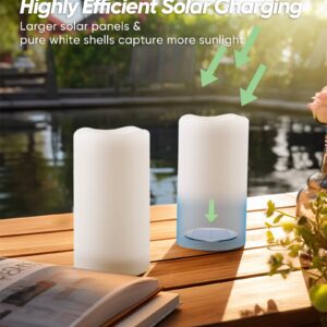 Homemory Solar Candles Outdoor Waterproof, Rechargeable Candles, Solar Powered Flameless Candles for Outdoor, Lanterns, Sensor Only, Dusk to Dawn, Set of 2