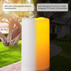 Homemory Solar Candles Outdoor Waterproof, Rechargeable Candles, Solar Powered Flameless Candles for Outdoor, Lanterns, Sensor Only, Dusk to Dawn, Set of 2
