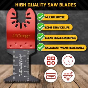 Litorange 20PCS Professional Wood/Metal/Plastic Universal Multitool, Quick Release Saw Blades Titanium Oscillating Multitool Blade for Hard Material