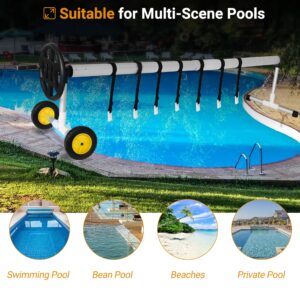 18 Feet Pool Cover Reel Set Pool Solar Cover Reel for 14-18 FT Inground Swimming Pools, Aluminum Stainless Solar Blanket Reel Black