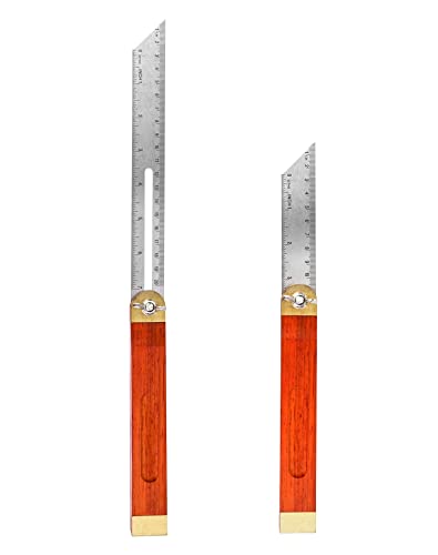 QWORK 9-Inch Stainless Steel T-Bevel Gauge Angle Finder, Metric and Inch Measurements, Sliding Angle Ruler Woodworking T Bevel Angle Finder with Locking Mechanism and Dual Scales