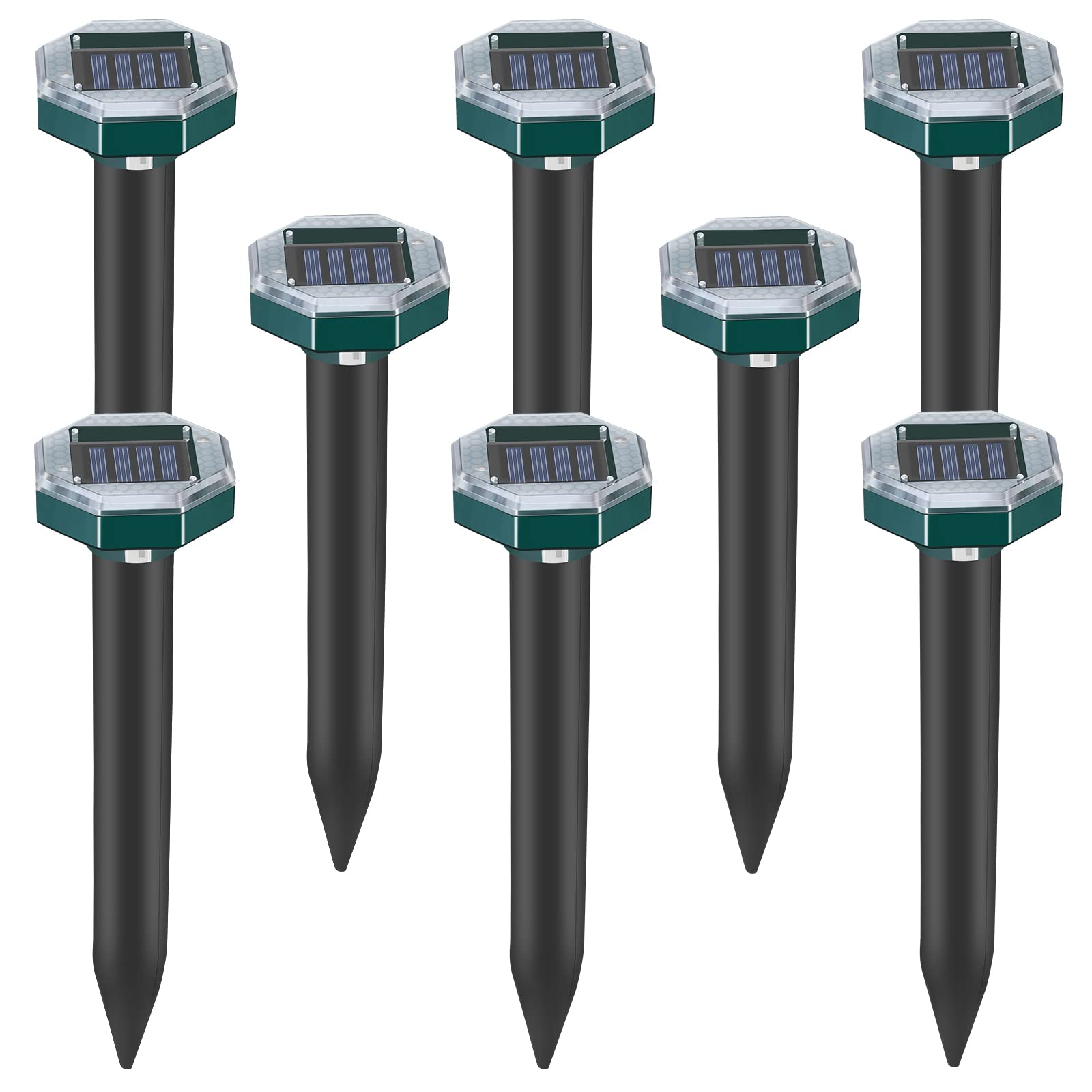 ELIOELIO Mole Solar Powered 8 Pack Sonic Groundhog Vole Snake Gopher Deterrent for Lawn Garden Outdoor Chipmunk