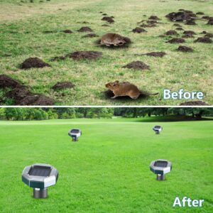 ELIOELIO Mole Solar Powered 8 Pack Sonic Groundhog Vole Snake Gopher Deterrent for Lawn Garden Outdoor Chipmunk