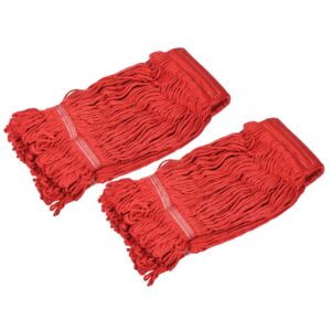 meccanixity commercial mop heads replacement 40x27cm cotton yarn for wet/dry mop floor cleaning pads, red pack of 2