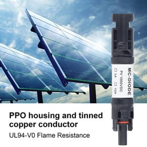 1000V Solar PV Connector, 2pcs Tinned Copper Conductor IP68 Waterproof Snap in Solar PV Fuse Holder for Solar Panel Connection 15A