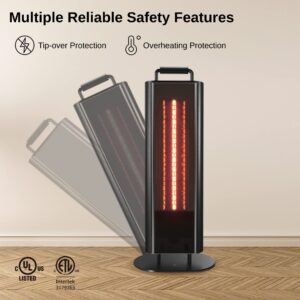 EAST OAK 1200W Patio Heater, Under Table Electric Heater with Double-Sided Design Silent Heating, IP65 Waterproof Portable Outdoor Heater with Handle and Protection from Tip-Over & Overheating