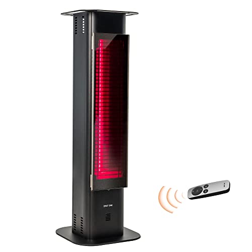 EAST OAK Patio Heater, 1500W Infrared Electric Heater, Portable Premium Tower Outdoor Heater with Nanocrystal Glass, IP65 Waterproof and Tip-over & Overheating Protection, 3 Heat Settings