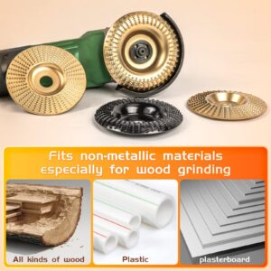BLEKOO 4PC Angle Grinder Wood Carving Disc Set, for 4" or 4 1/2" Angle Grinder with 5/8" Arbor, Wood Shaper Carving Disc for Angle Grinder Attachments, Stump Grinder Teeth, Wood Shaping Tools