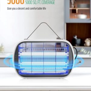 Buzbug Electric Bug Zapper 5000 Sq. Ft. Modern and Stylish 20W Insect Killer Indoor, Fly Mosquito Insect Zapper for Home Kitchen Restaurant Bakery Balcony Garage Patio Office Warehouse (White)