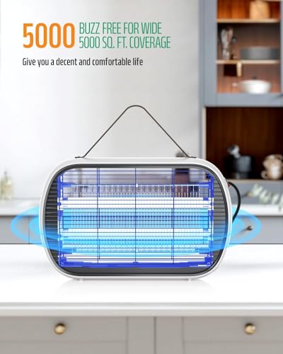 Buzbug Electric Bug Zapper 5000 Sq. Ft. Modern and Stylish 20W Insect Killer Indoor, Fly Mosquito Insect Zapper for Home Kitchen Restaurant Bakery Balcony Garage Patio Office Warehouse (White)