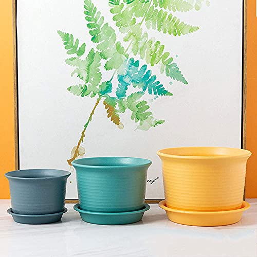 Extra Large Saucer Plastic Plant Pots, Indoor Planter Pots, Durable Thickened Flower Pot with Drainage Hole with Herb Tray Cactus Flowers Bonsai Birthday Wedding Gift,Green,Extra Large