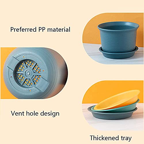 Extra Large Saucer Plastic Plant Pots, Indoor Planter Pots, Durable Thickened Flower Pot with Drainage Hole with Herb Tray Cactus Flowers Bonsai Birthday Wedding Gift,Green,Extra Large