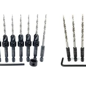 FTG USA Countersink Drill Bit Set 6 Pc #6(9/64") Wood Countersink Drill Bit, Pro Pack Countersink Bit, 1 Extra Tapered Drill Bit, 1 Stop Collar, 1 Hex Wrench and 3 Replacement Tapered Bits 9/64"