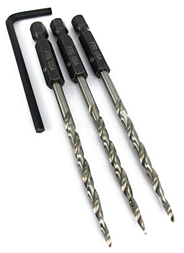 FTG USA Countersink Drill Bit Set 6 Pc #6(9/64") Wood Countersink Drill Bit, Pro Pack Countersink Bit, 1 Extra Tapered Drill Bit, 1 Stop Collar, 1 Hex Wrench and 3 Replacement Tapered Bits 9/64"