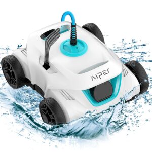 aiper automatic pool cleaner, second generation robotic pool vacuum with dynamic dual-drive motors, bottom brush, 33ft swivel floating cable, ideal for above/in ground pool floor cleaning