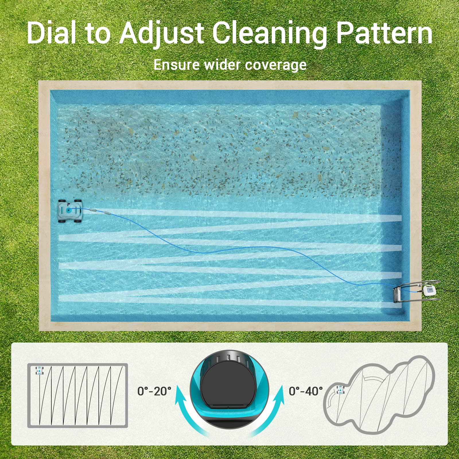 AIPER Automatic Pool Cleaner, Second Generation Robotic Pool Vacuum with Dynamic Dual-Drive Motors, Bottom Brush, 33ft Swivel Floating Cable, Ideal for Above/In Ground Pool Floor Cleaning